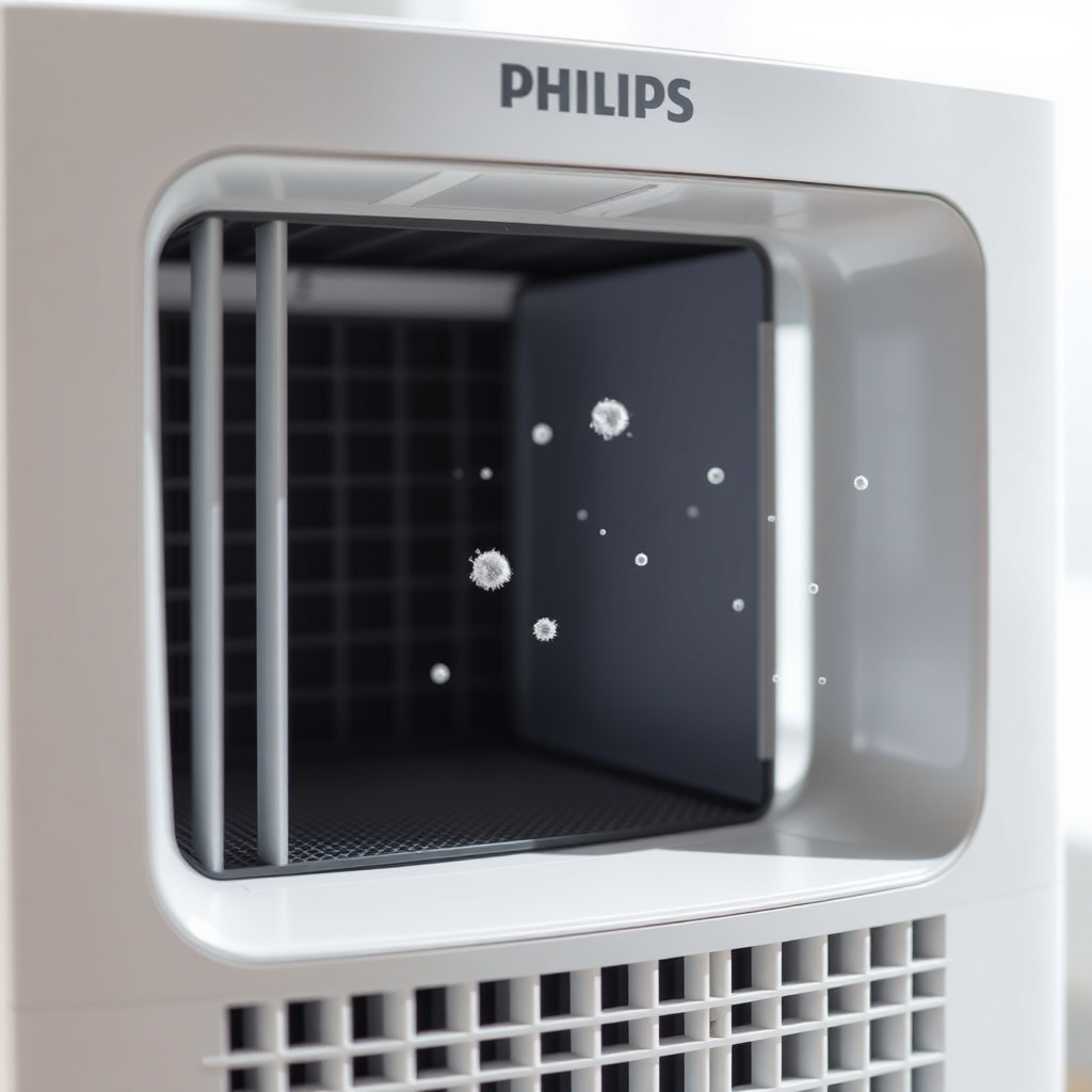 A close-up photorealistic photo of the Philips Series 3000i with its front grille slightly
