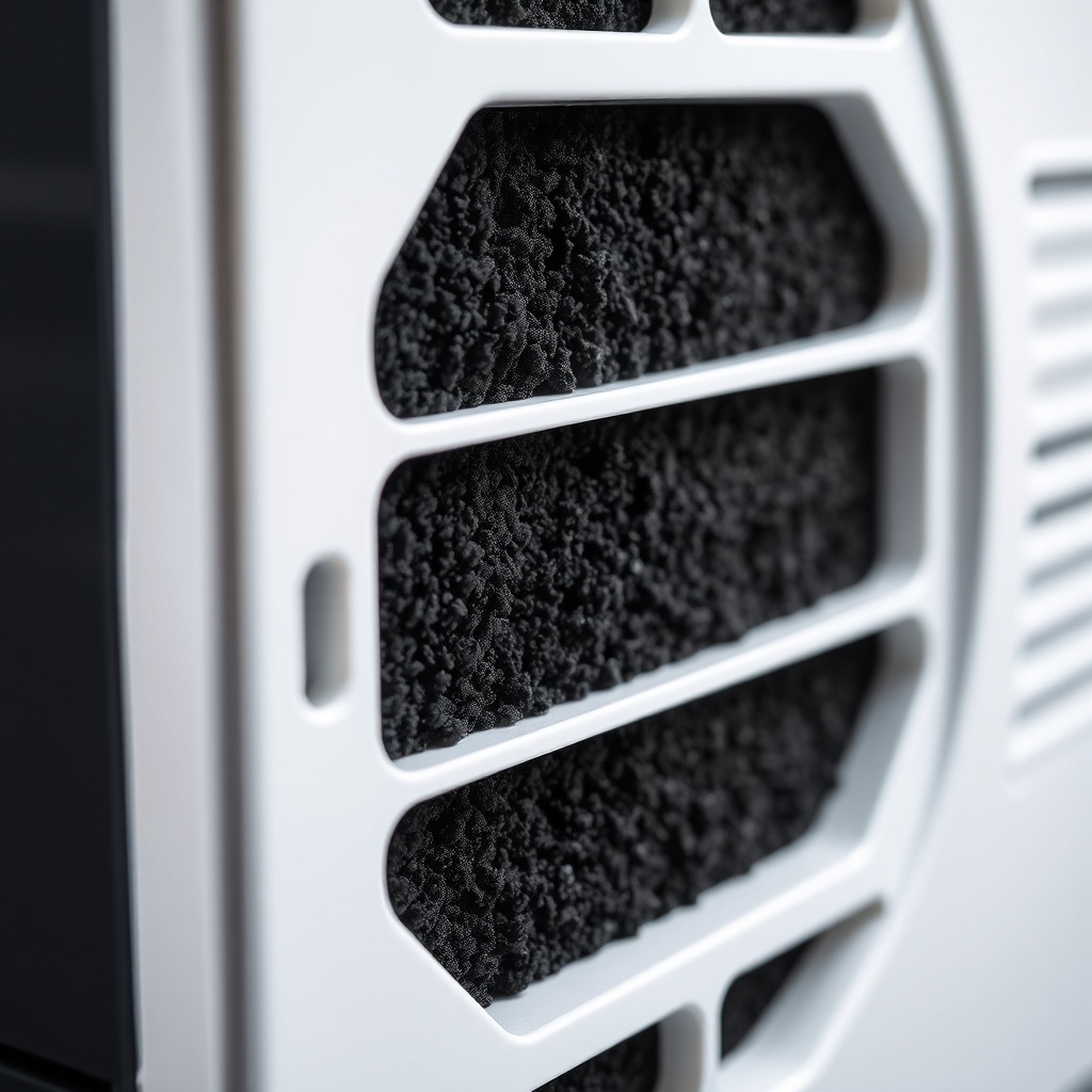 Close-up view of the Philips Series 3000i's activated carbon filter grid