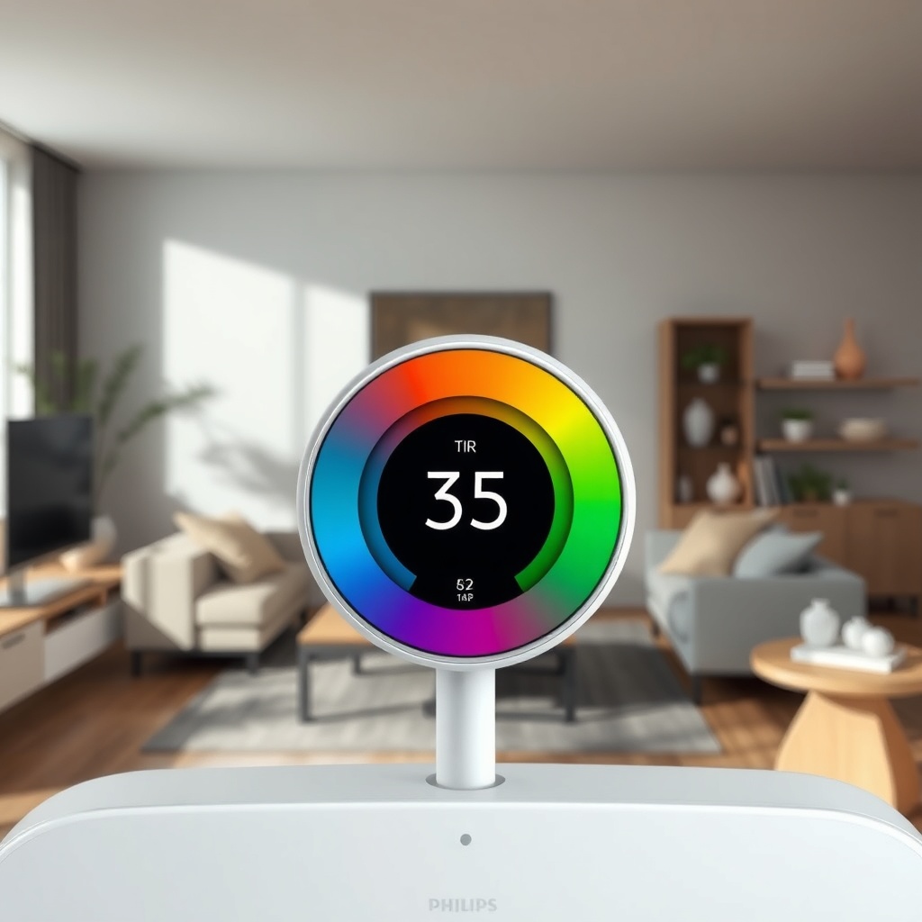 <clean photorealistic photo/illustration of the Philips Series 3000i's sensor panel in a m